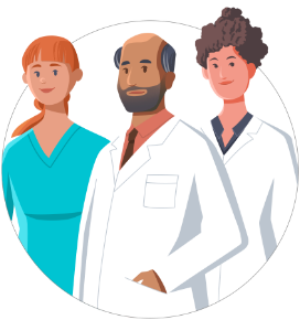 Illustration of 3 healthcare professionals